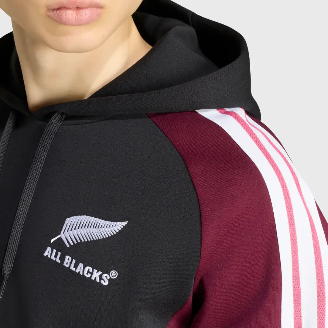 Adidas All Blacks Hoody Black/Maroon 2026/27 - Rugbystuff.com