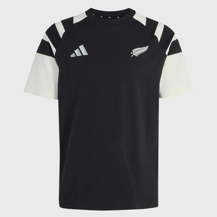 Adidas All Blacks 3 Stripe Leisure Tee Black/White 2026/27 - Rugbystuff.com