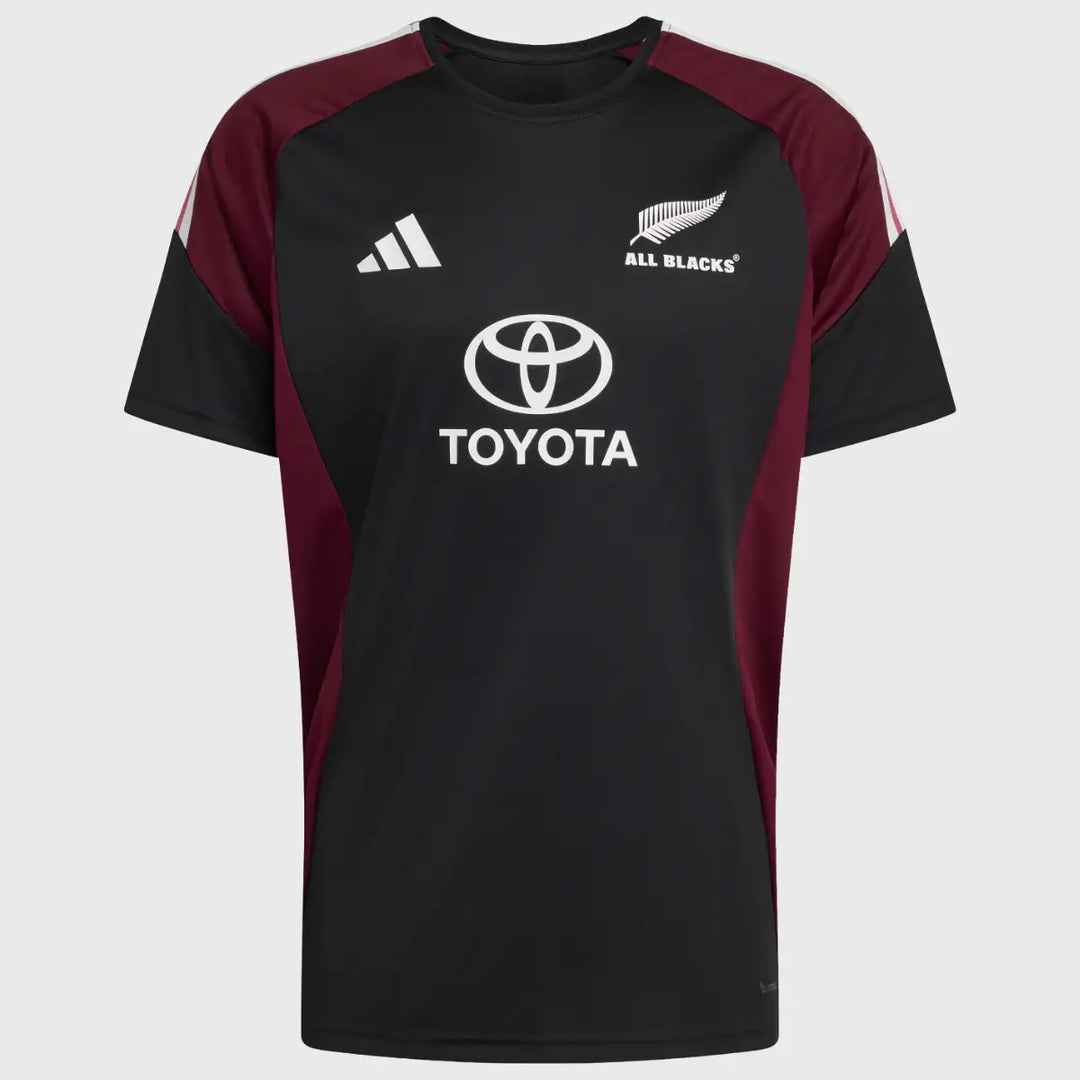 Adidas All Blacks Performance Tee Black/Maroon 2026/27 - Rugbystuff.com