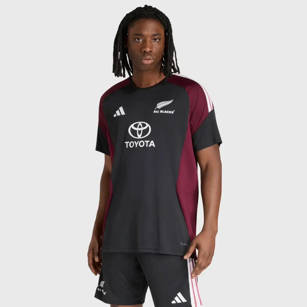 Adidas All Blacks Performance Tee Black/Maroon 2026/27 - Rugbystuff.com