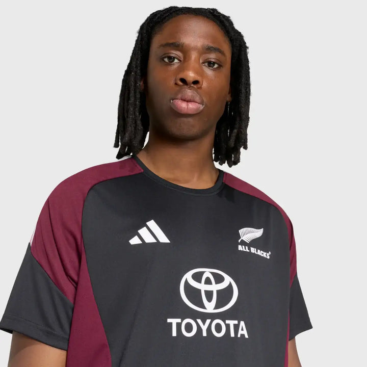 Adidas All Blacks Performance Tee Black/Maroon 2026/27 - Rugbystuff.com