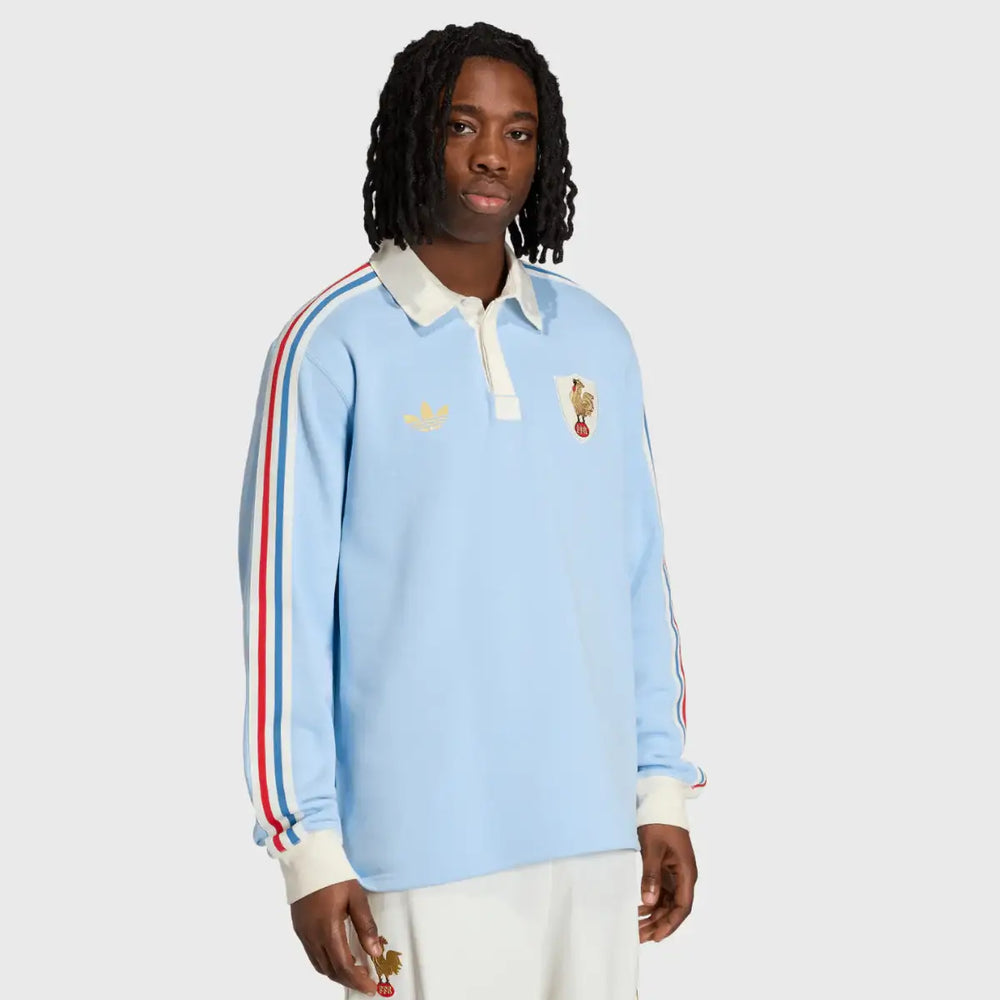 Adidas France Men's Long Sleeve Le Crunch 120 Years Heritage Rugby Jersey - Rugbystuff.com