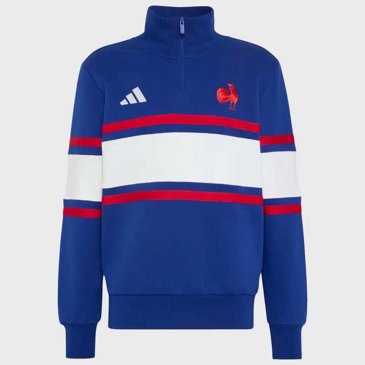 Adidas France Rugby Travel 1/4 Zip Mystery Ink Blue 2026/27 - Rugbystuff.com