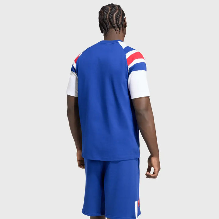 Adidas France Rugby 3 Stripe Travel Tee Mystery Ink Blue 2026/27 - Rugbystuff.com