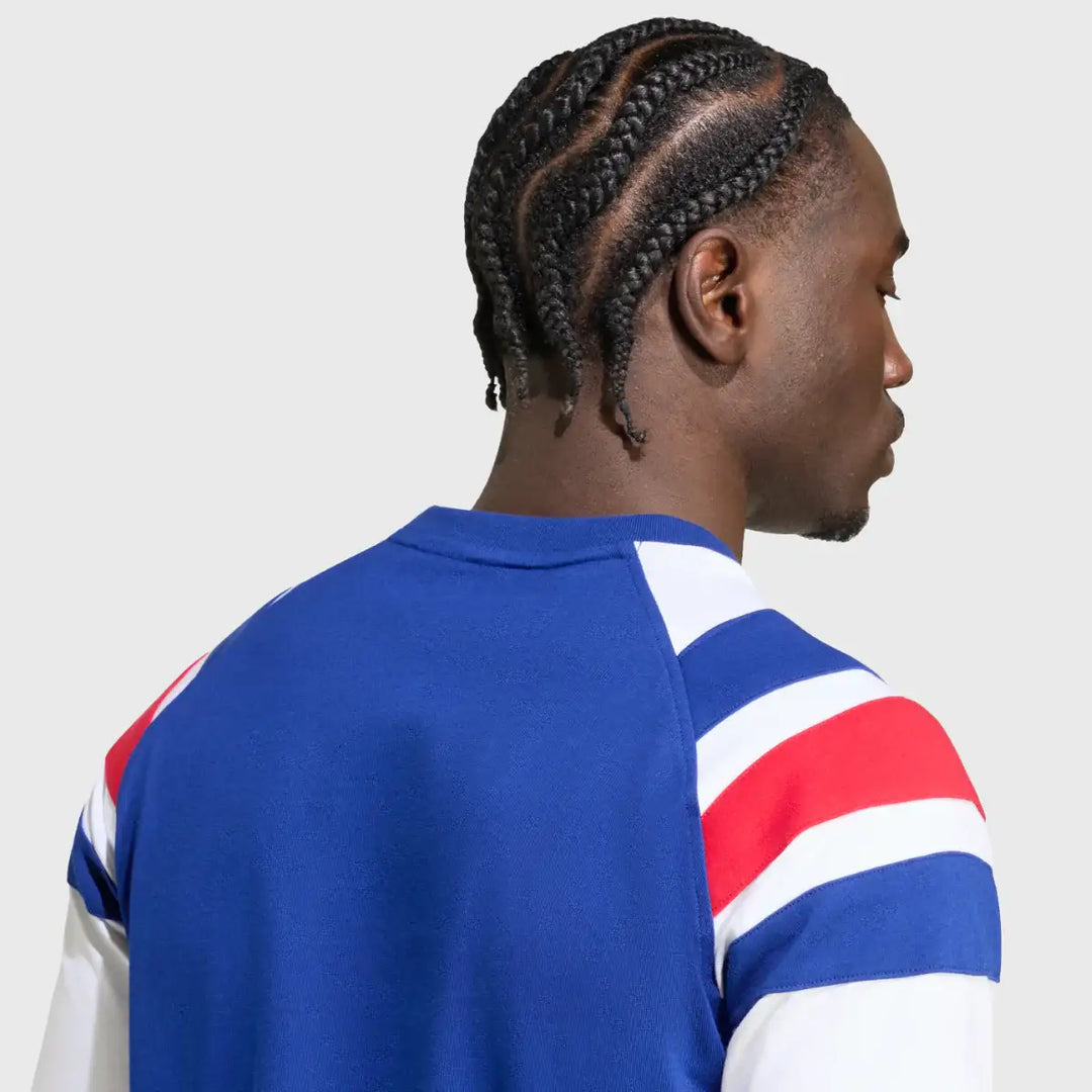 Adidas France Rugby 3 Stripe Travel Tee Mystery Ink Blue 2026/27 - Rugbystuff.com