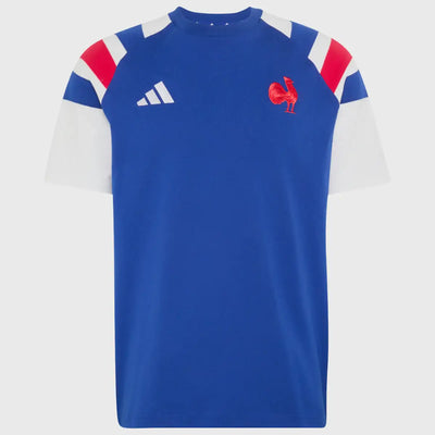Adidas France Rugby 3 Stripe Travel Tee Mystery Ink Blue 2026/27