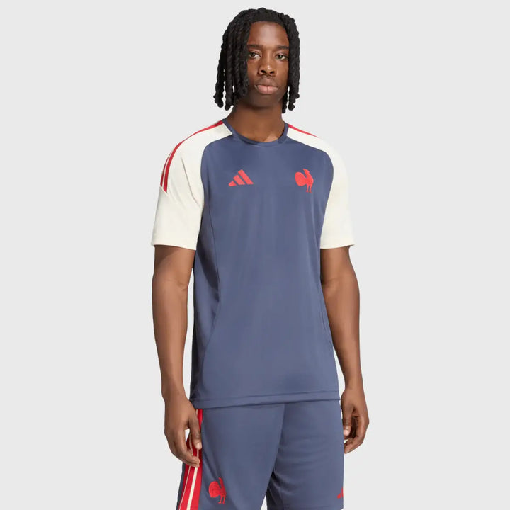 Adidas France Rugby Performance Tee Shadow Navy 2026/27 - Rugbystuff.com