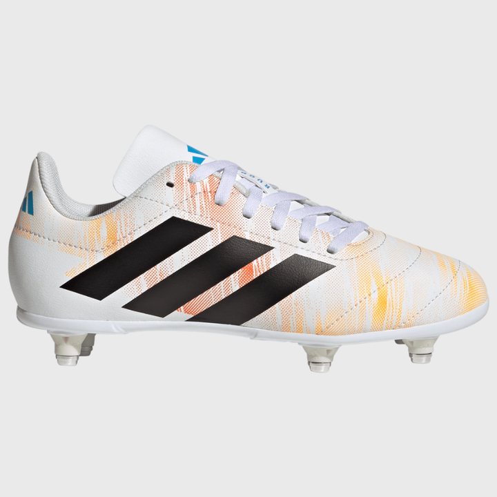 Adidas Junior SG Rugby Boots White/Orange/Blue