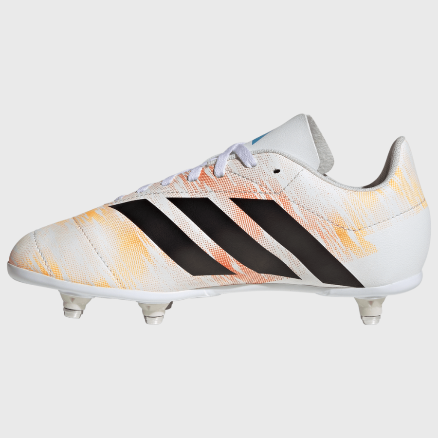 Adidas Junior SG Rugby Boots White/Orange/Blue