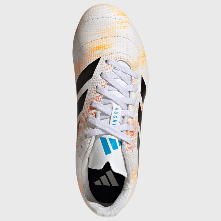 Adidas Junior SG Rugby Boots White/Orange/Blue