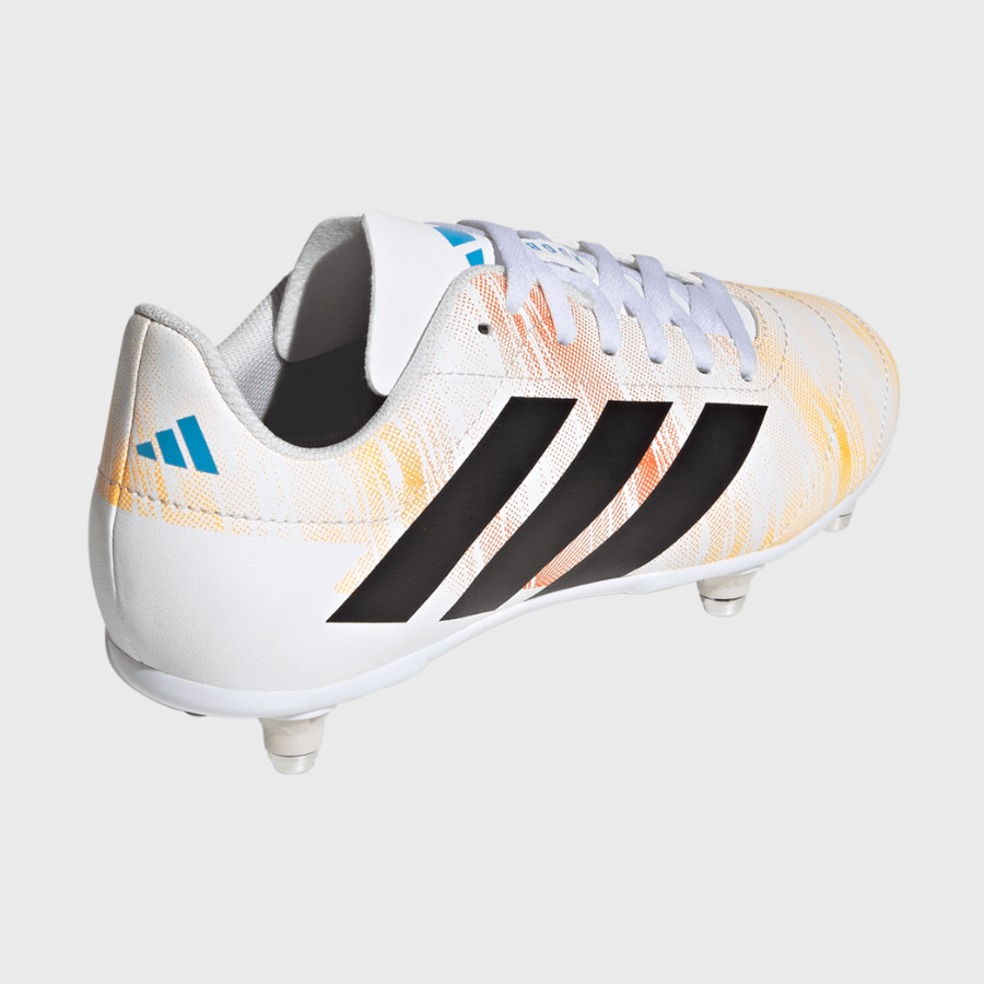 Adidas Junior SG Rugby Boots White/Orange/Blue