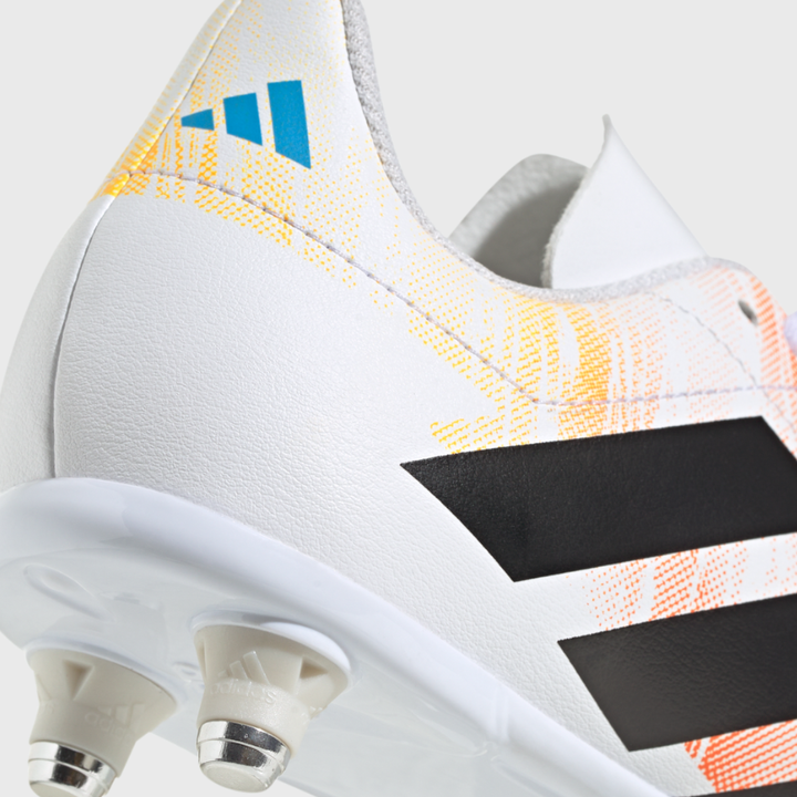 Adidas Junior SG Rugby Boots White/Orange/Blue