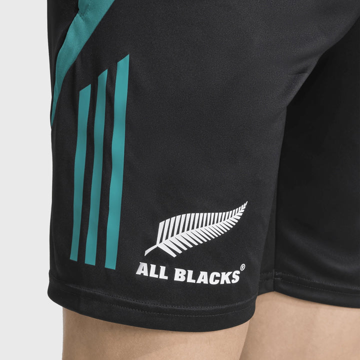 Adidas All Blacks Gym Shorts Black/Pure Teal - Rugbystuff.com