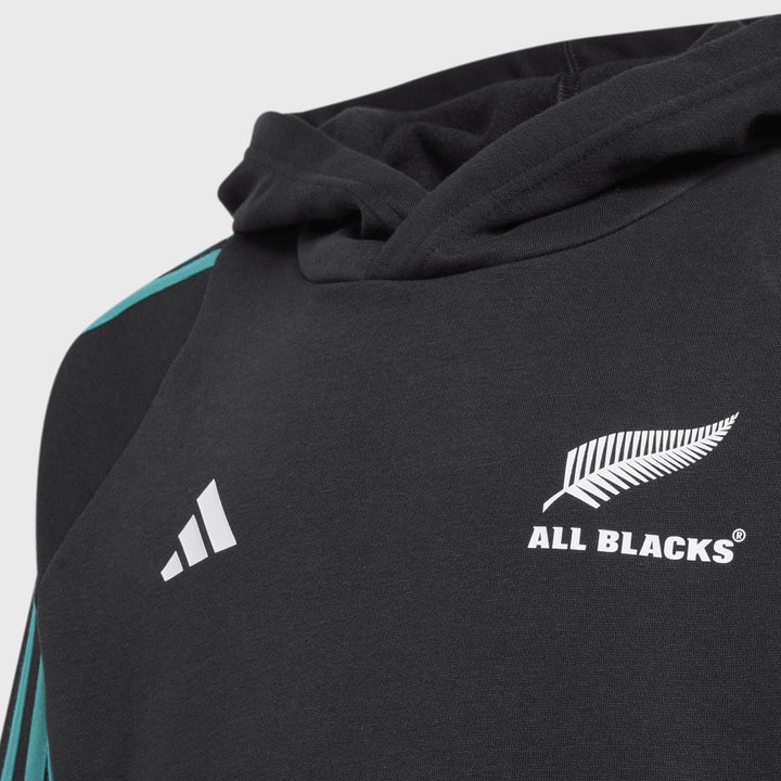 Adidas All Blacks Kid's Hoody Black/Pure Teal - Rugbystuff.com