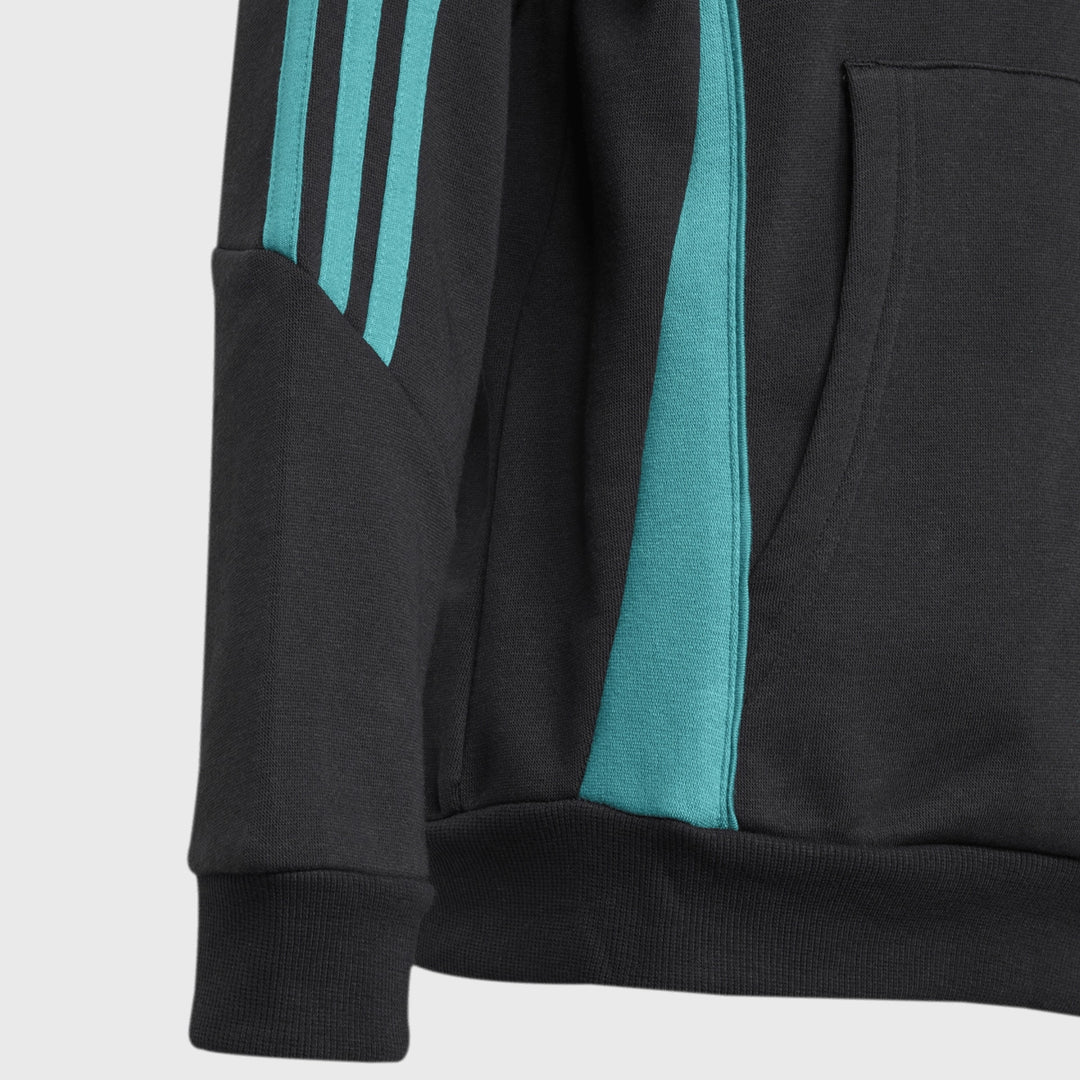 Adidas All Blacks Kid's Hoody Black/Pure Teal - Rugbystuff.com