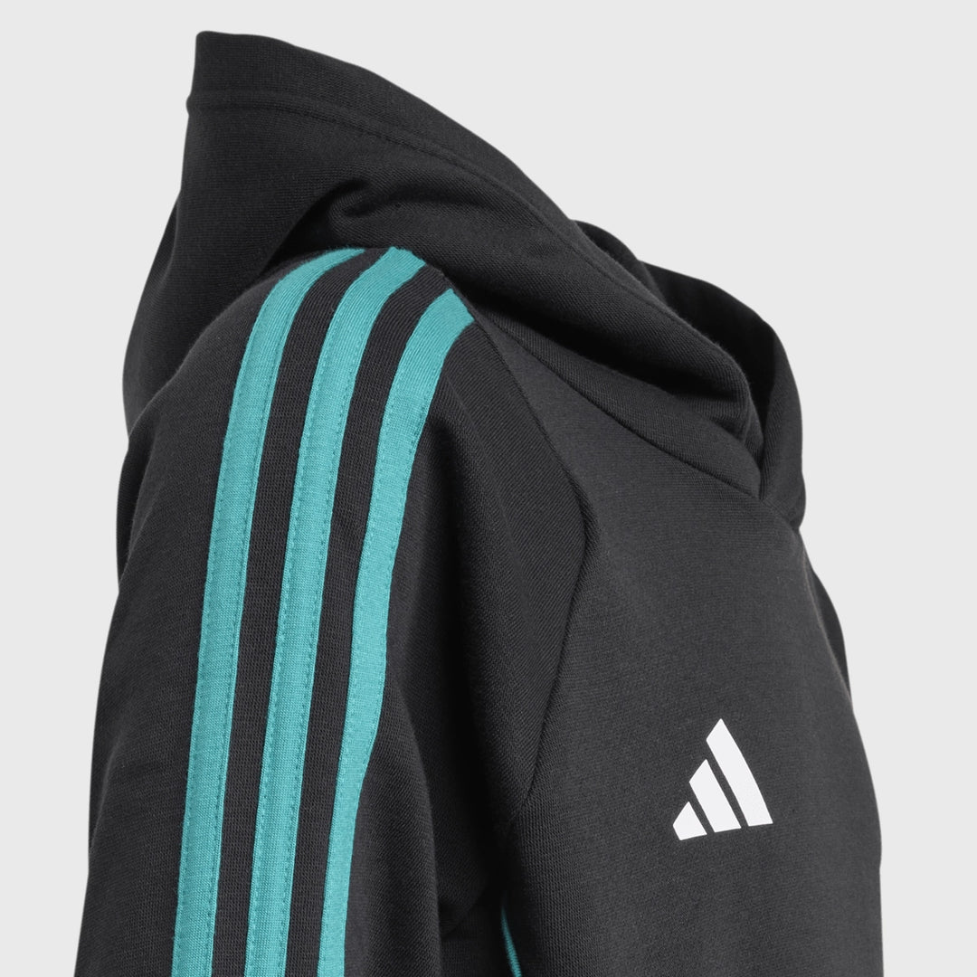 Adidas All Blacks Kid's Hoody Black/Pure Teal - Rugbystuff.com