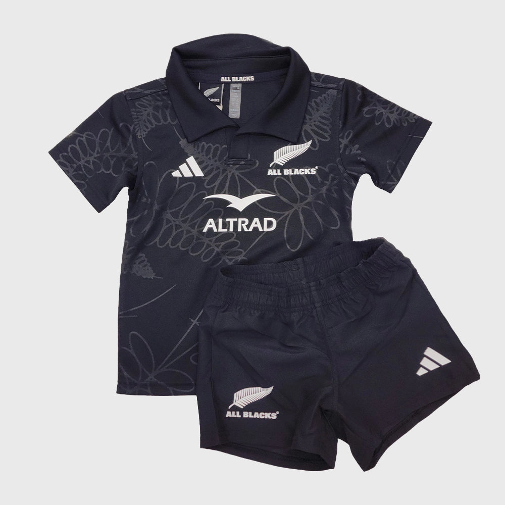Adidas All Blacks Mini Home Replica Rugby Jersey & Shorts - Rugbystuff.com