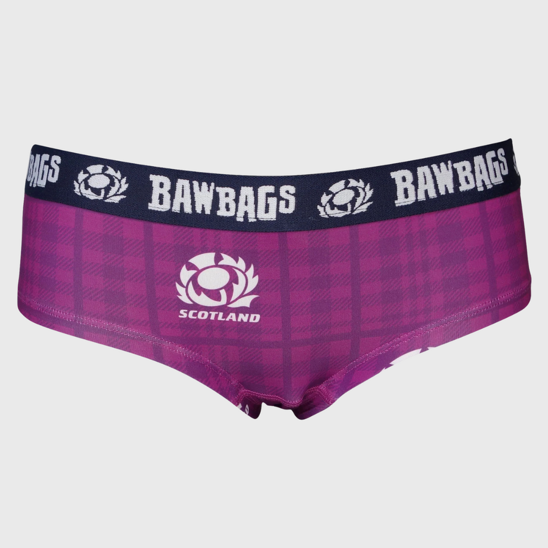 Bawbags Scotland Rugby Women's Cool De Sacs Heather Tartan Briefs - Rugbystuff.com
