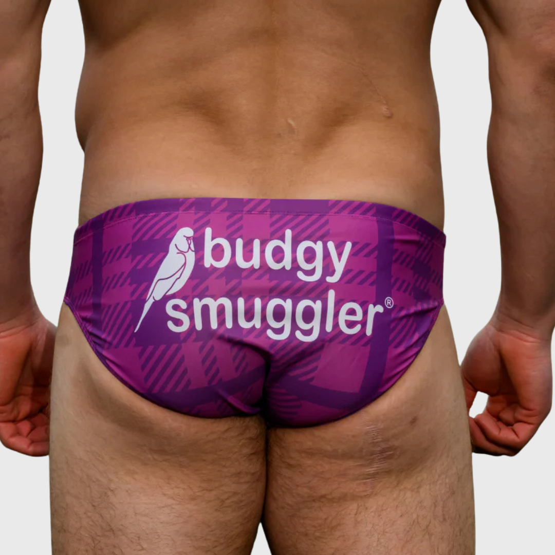 Budgy Smuggler Scotland Rugby Purple Heather Tartan - Rugbystuff.com