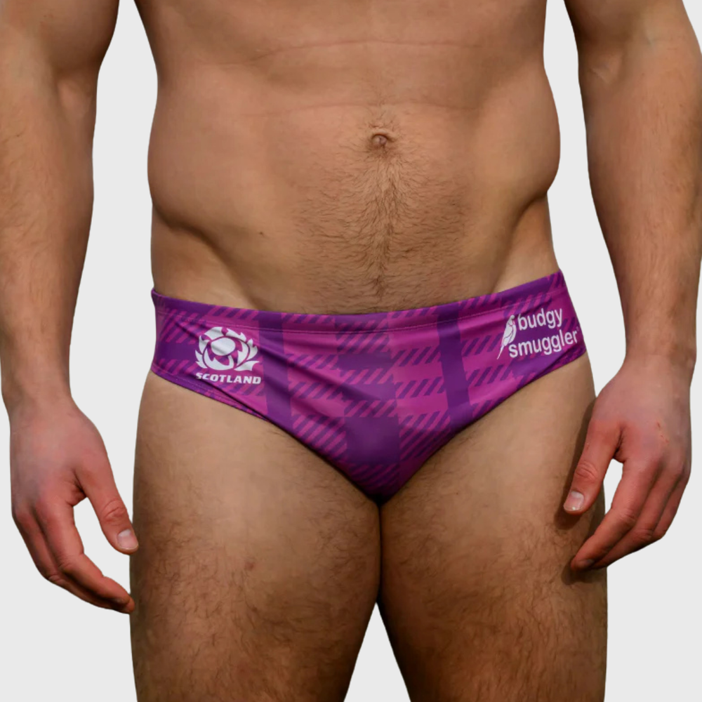Budgy Smuggler Scotland Rugby Purple Heather Tartan - Rugbystuff.com