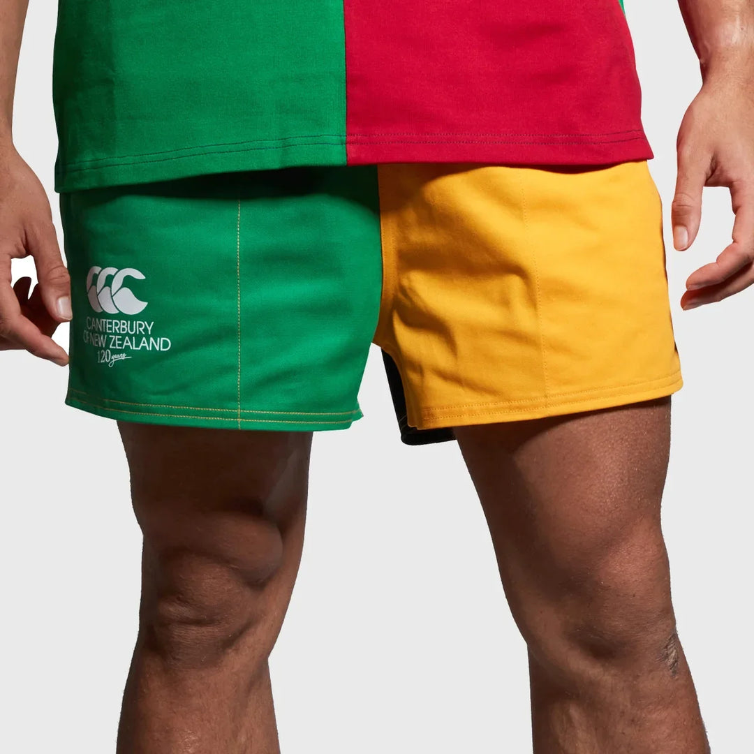 CCC Canterbury's Men's Harlequin Rugby Shorts in Green and Yellow