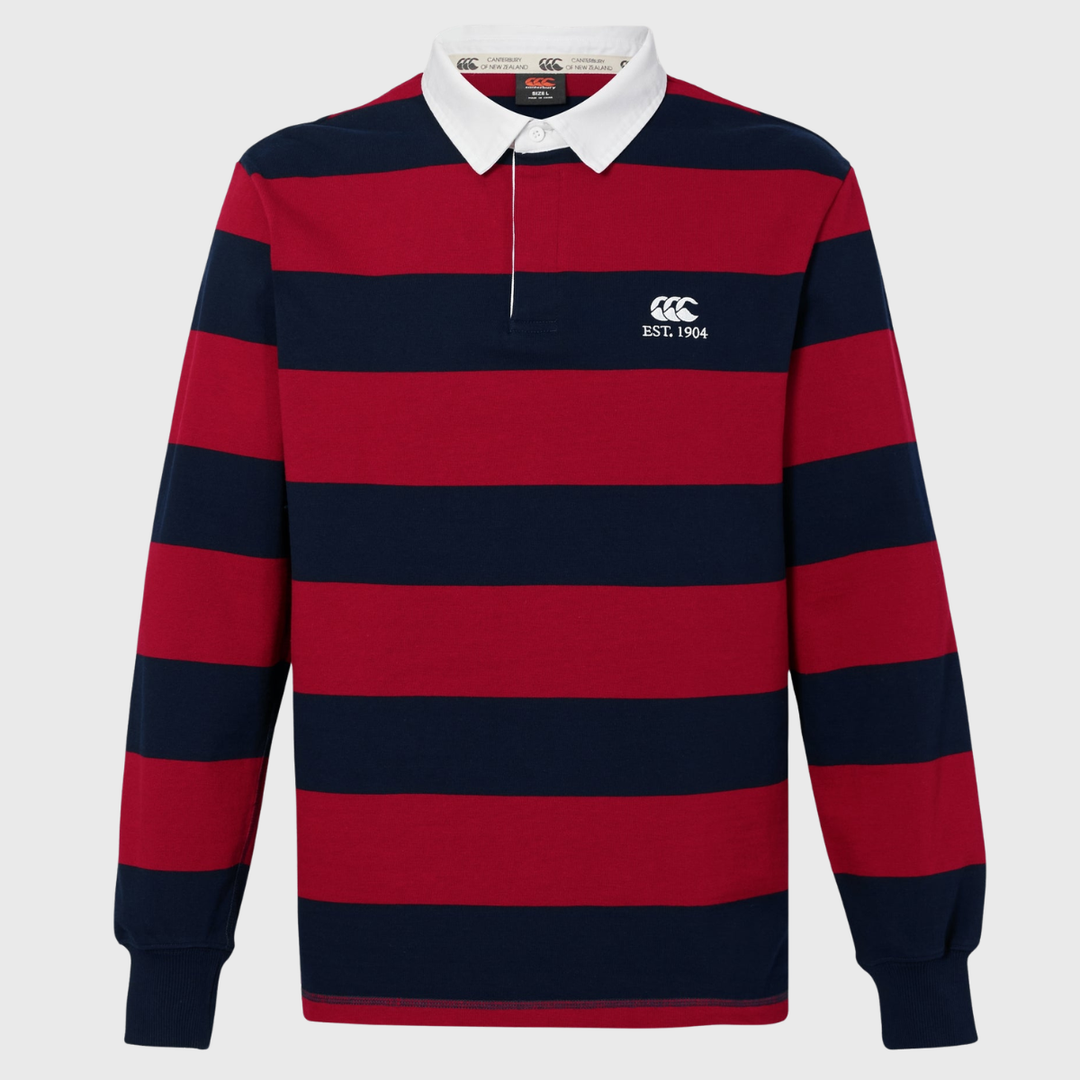 Canterbury Hooped Long Sleeve Rugby Jersey Burgundy Red/Navy