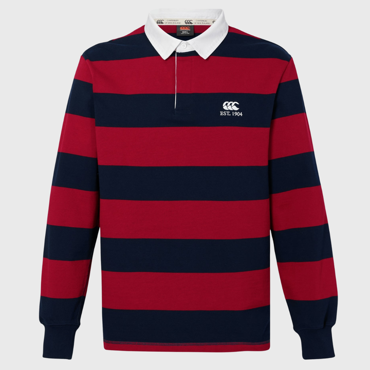 Canterbury Hooped Long Sleeve Rugby Jersey Burgundy Red/Navy