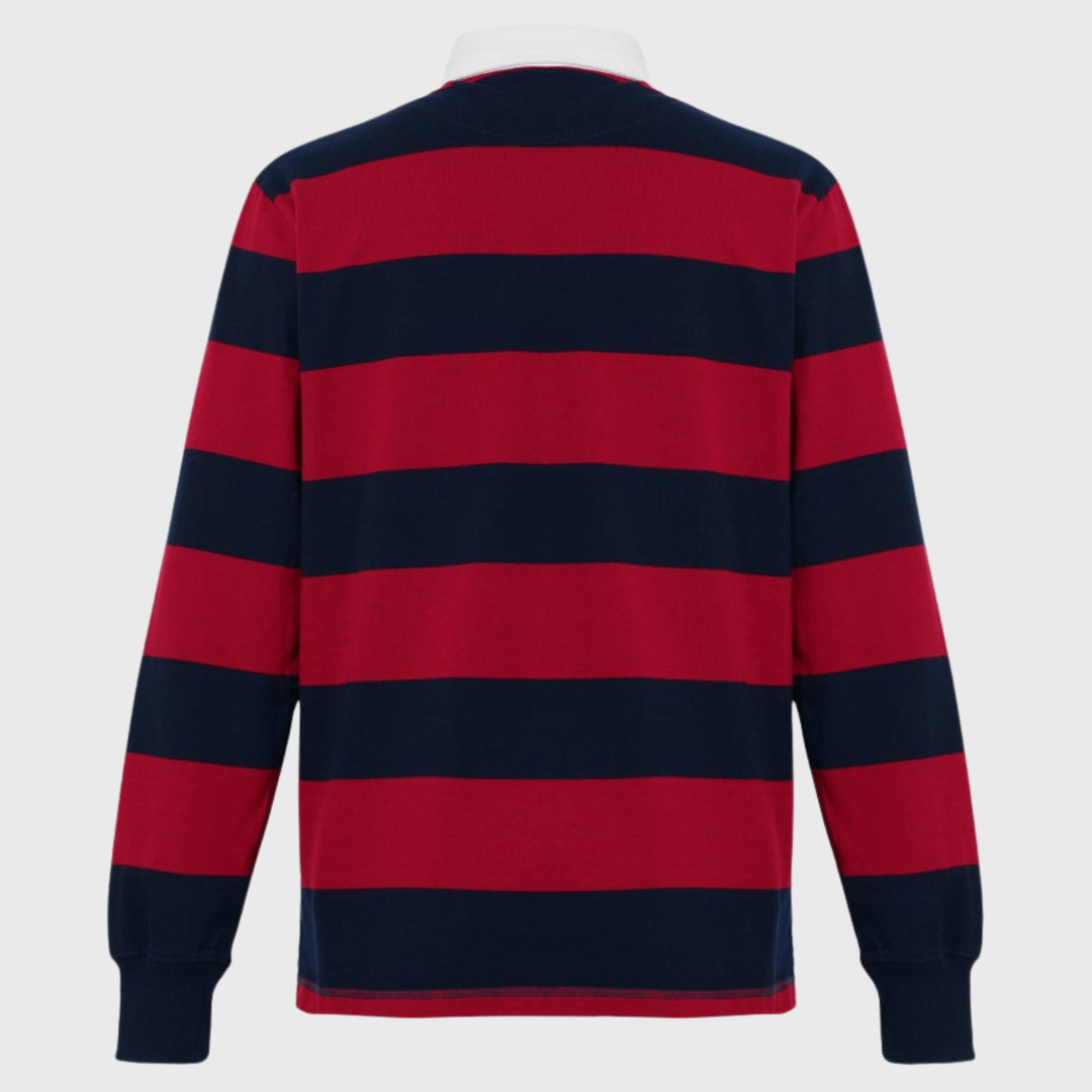 Canterbury Hooped Long Sleeve Rugby Jersey Burgundy Red/Navy
