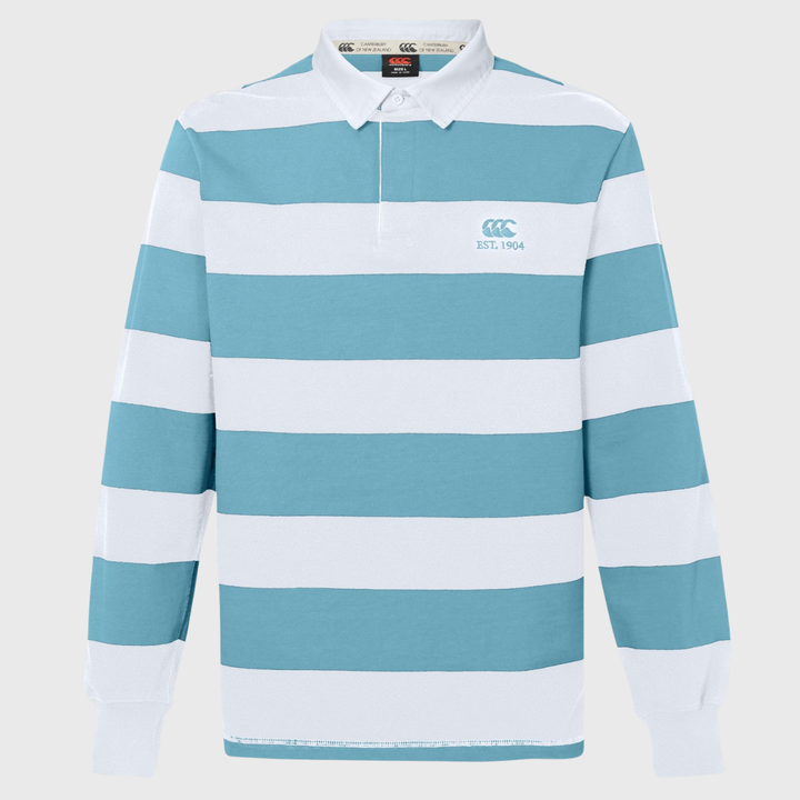 Canterbury Hooped Long Sleeve Rugby Jersey Pale Blue/White