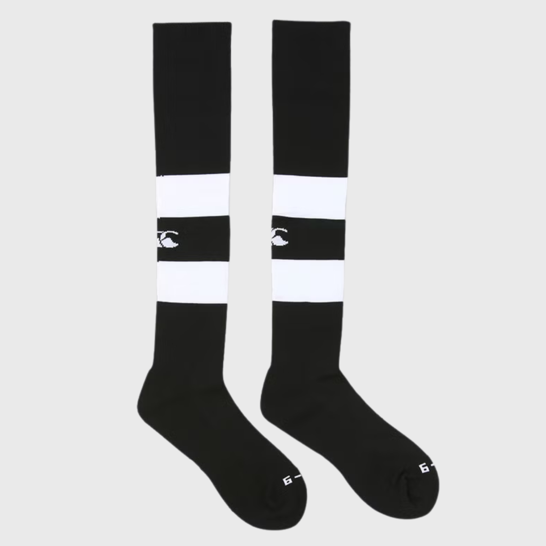 Canterbury Club Hooped Rugby Socks Black/White - Rugbystuff.com