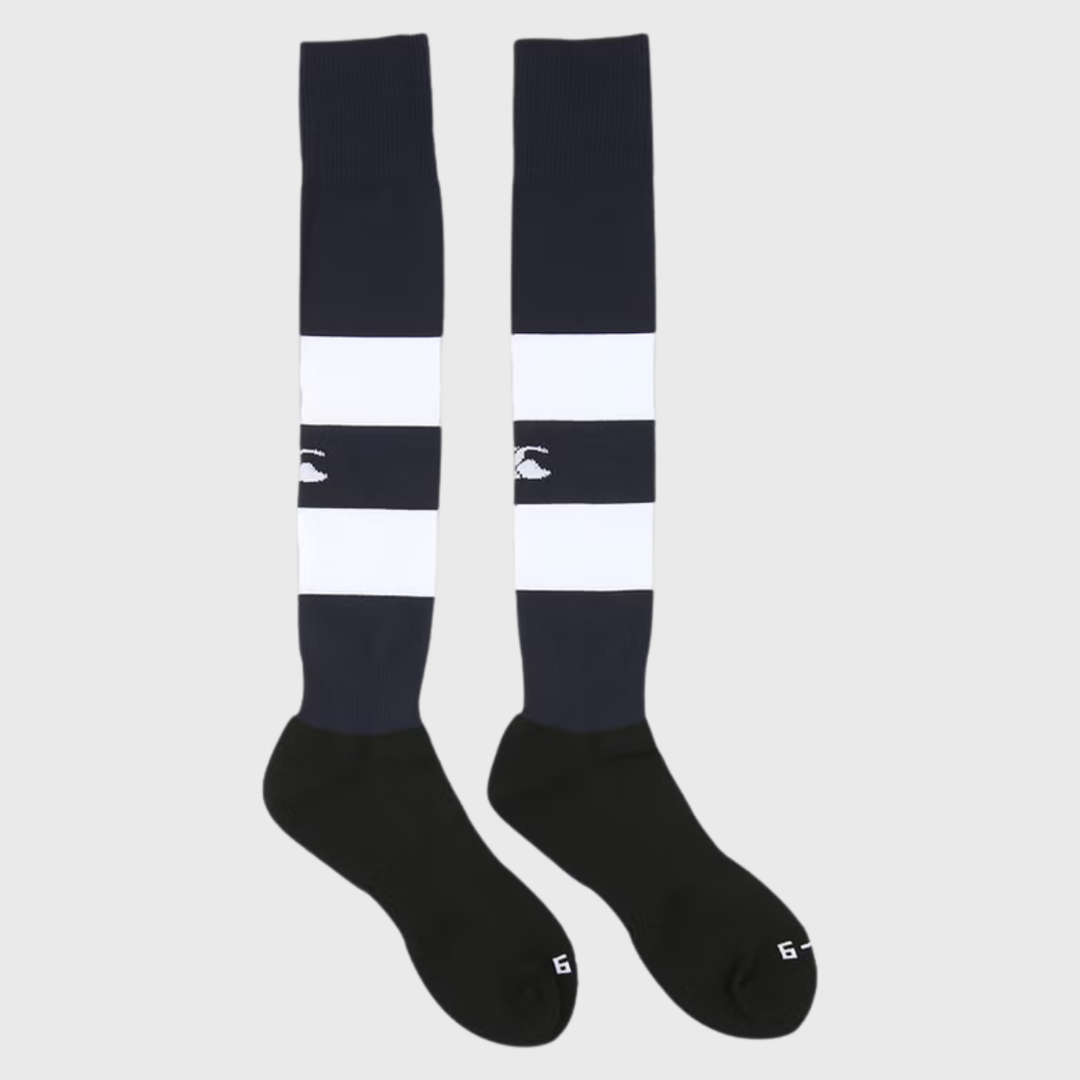 Canterbury Club Hooped Rugby Socks Navy/White - Rugbystuff.com