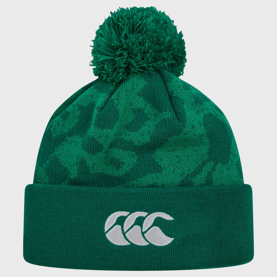 Canterbury Ireland Rugby Bobble Beanie Hat Green 2025/26 - Rugbystuff.com