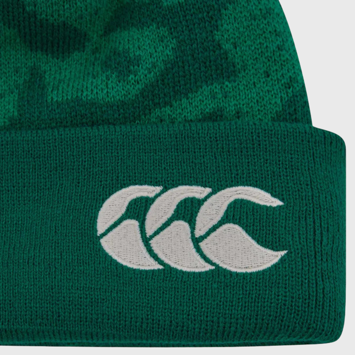Canterbury Ireland Rugby Bobble Beanie Hat Green 2025/26 - Rugbystuff.com