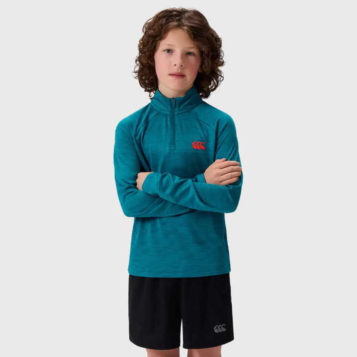 Canterbury Kid's Tempo+ 1/4 Zip Dragonfly Blue - Rugbystuff.com