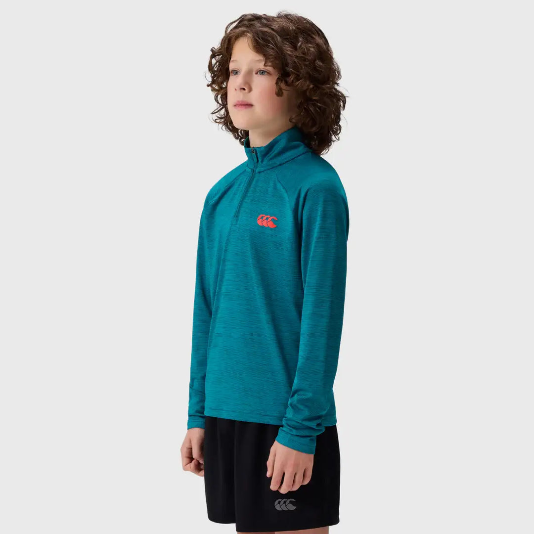 Canterbury Kid's Tempo+ 1/4 Zip Dragonfly Blue - Rugbystuff.com