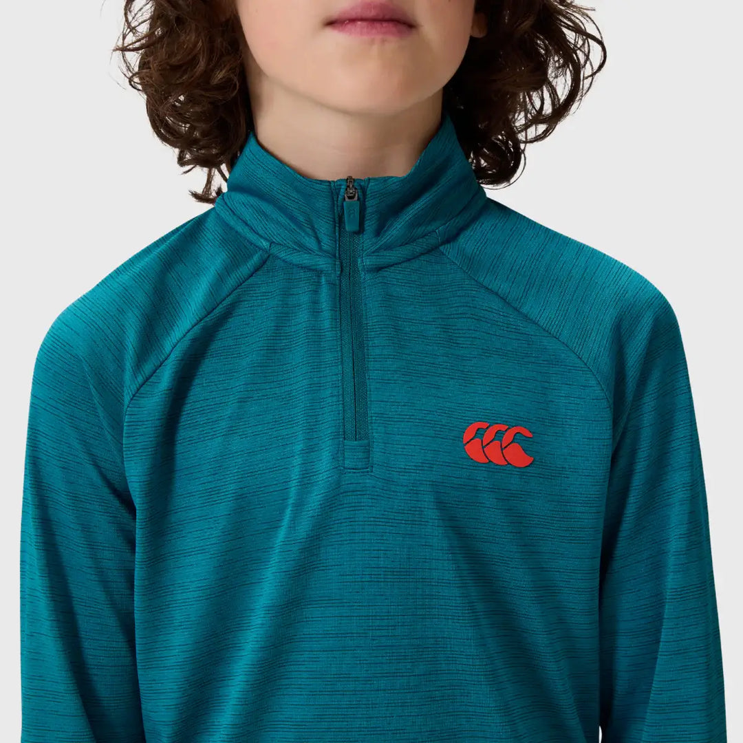 Canterbury Kid's Tempo+ 1/4 Zip Dragonfly Blue - Rugbystuff.com