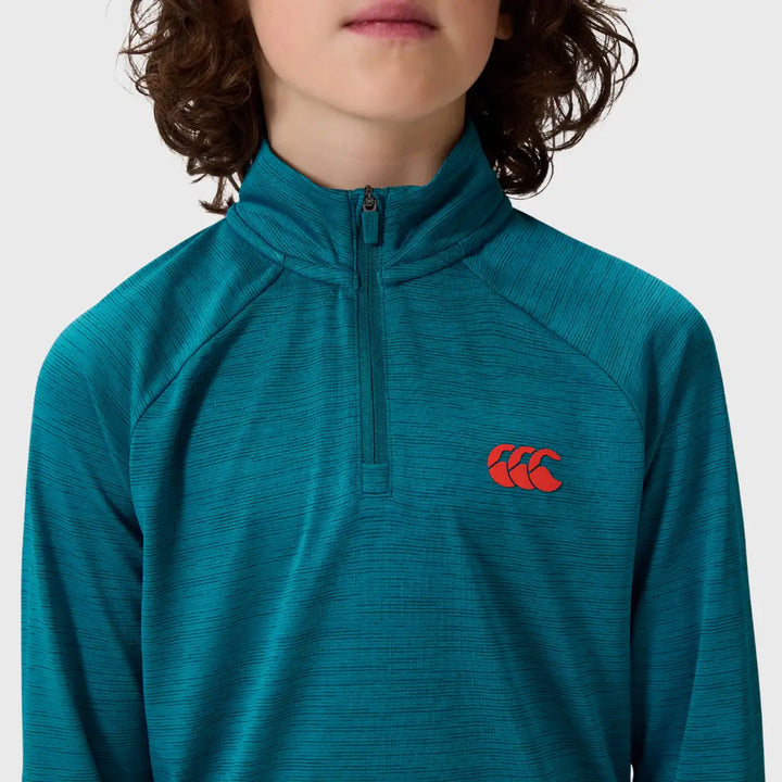 Canterbury Kid's Tempo+ 1/4 Zip Dragonfly Blue - Rugbystuff.com
