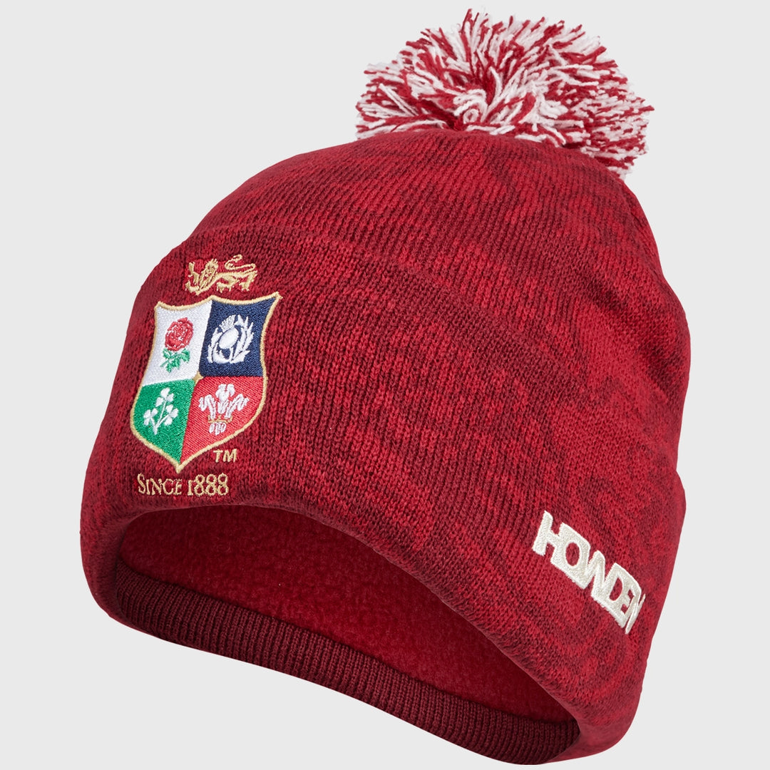 Canterbury British Irish Lions Fleece Lined Bobble Beanie Hat Red