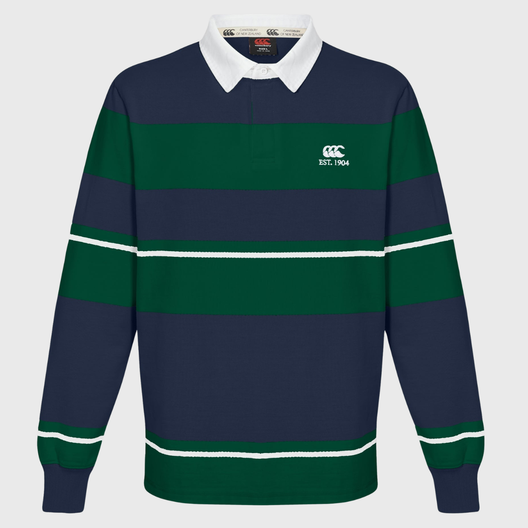 Canterbury Multi-Stripe Long Sleeve Rugby Jersey Navy/Green