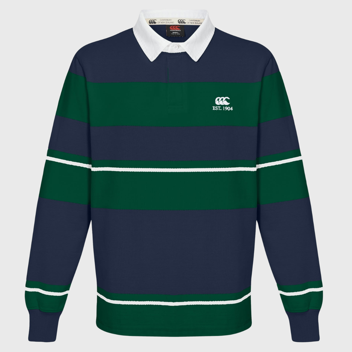 Canterbury Multi-Stripe Long Sleeve Rugby Jersey Navy/Green