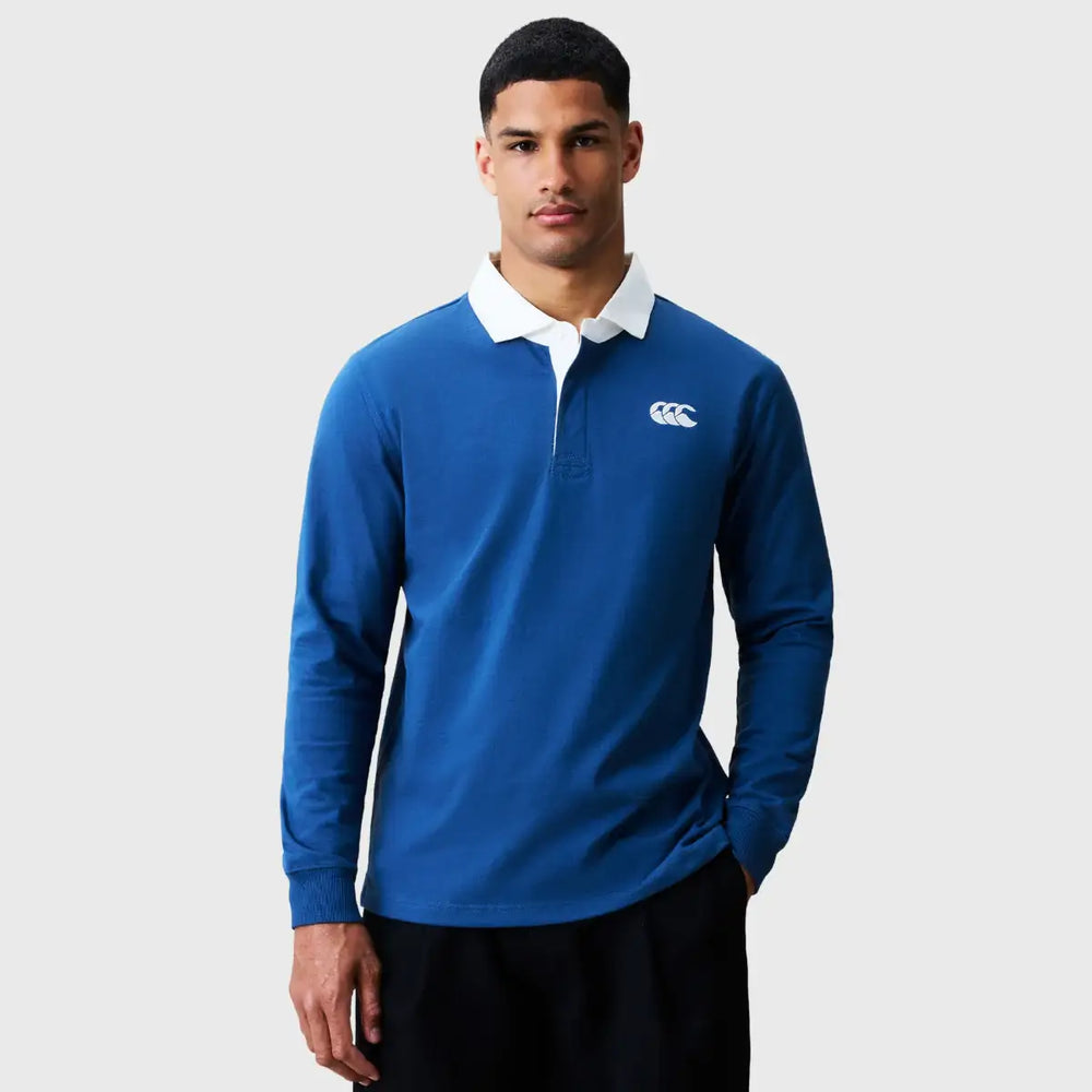 Canterbury Solid Dye Long Sleeve Rugby Jersey Ensign Blue - Rugbystuff.com