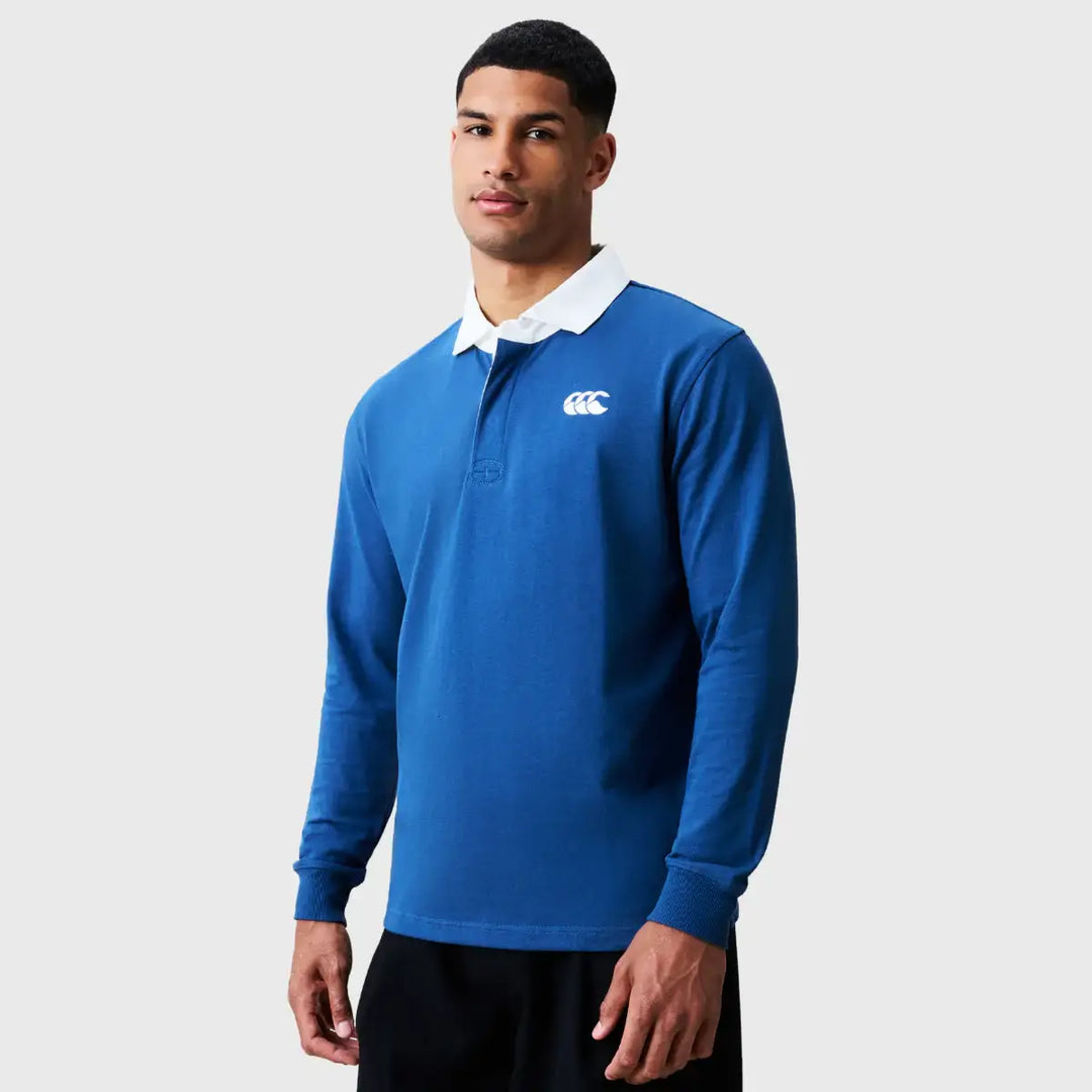Canterbury Solid Dye Long Sleeve Rugby Jersey Ensign Blue - Rugbystuff.com