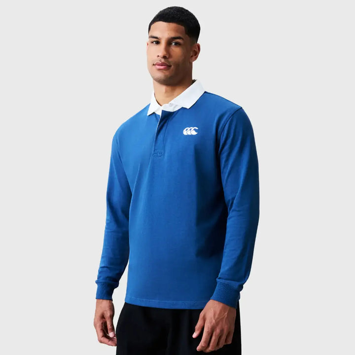 Canterbury Solid Dye Long Sleeve Rugby Jersey Ensign Blue - Rugbystuff.com