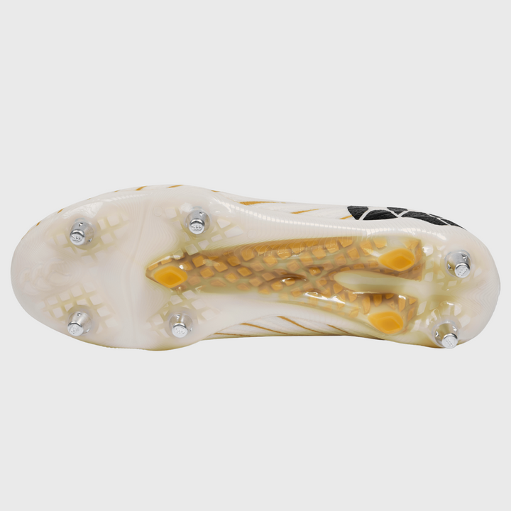Canterbury Speed Falcon Elite SG Rugby Boots White/Gold - Rugbystuff.com