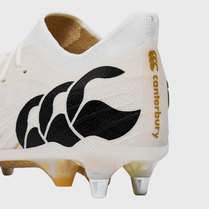Canterbury Speed Falcon Elite SG Rugby Boots White/Gold - Rugbystuff.com