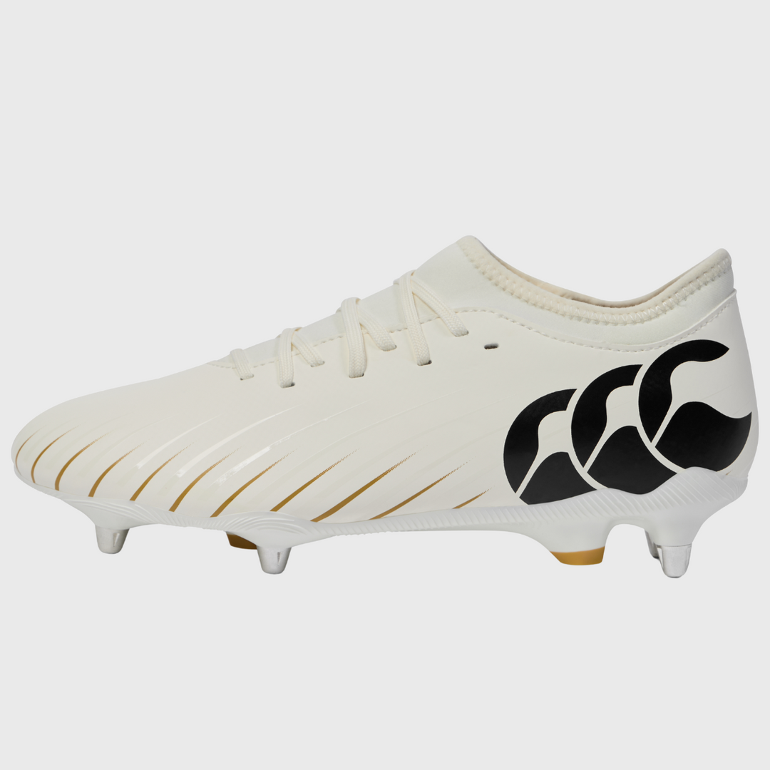 Canterbury Speed Falcon Team SG Rugby Boots White/Gold - Rugbystuff.com