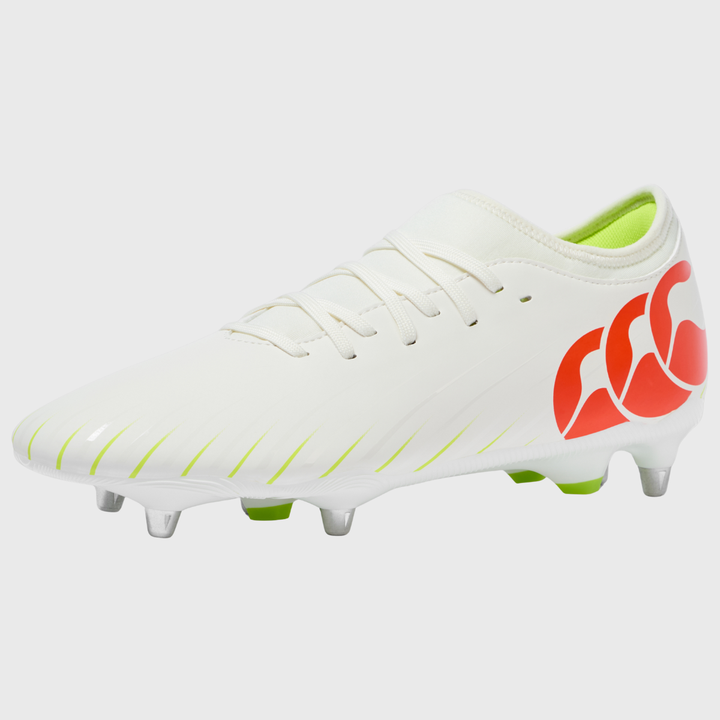 Canterbury Speed Falcon Team SG Rugby Boots White/Orange - Rugbystuff.com