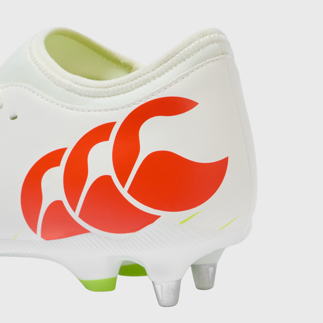 Canterbury Speed Falcon Team SG Rugby Boots White/Orange - Rugbystuff.com