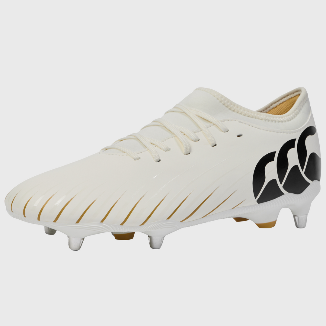 Canterbury Speed Falcon Team SG Rugby Boots White/Gold - Rugbystuff.com