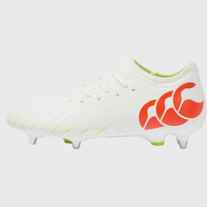 Canterbury Speed Falcon Team SG Rugby Boots White/Orange - Rugbystuff.com